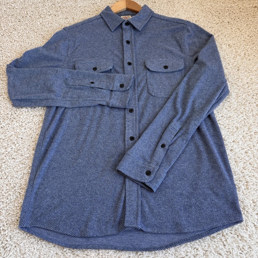 Faherty Brand Shirt Mens M Blue Diagonal Stripe Knit Button Down Excellent